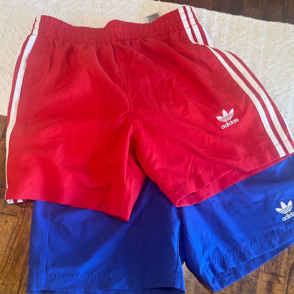 Adidas Red and Blue Sports Short Swimsuit